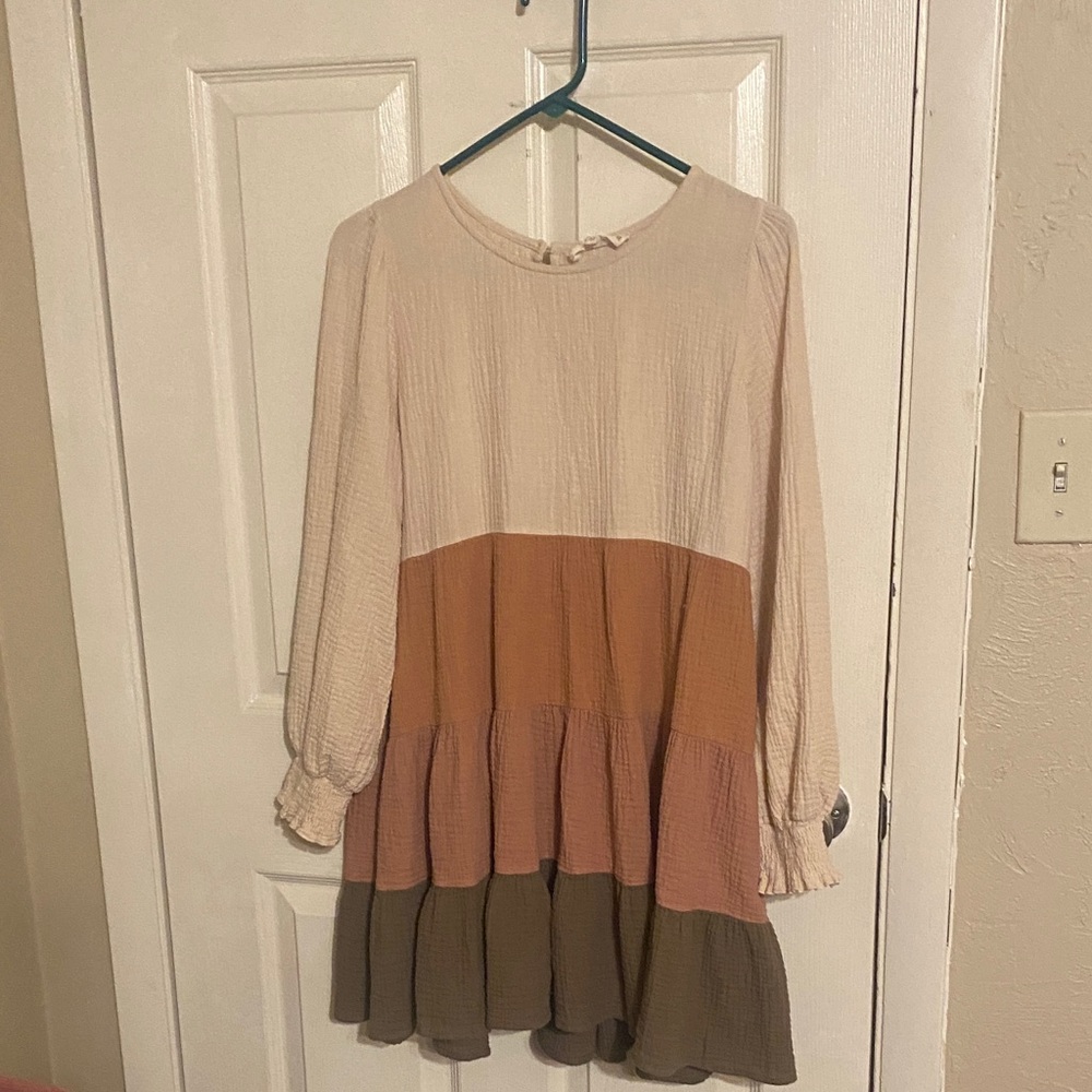 Colorblock Long Sleeve Dress